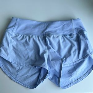 lululemon speed up shorts - pastel blue - size 0 - rare - 2.5” - low rise